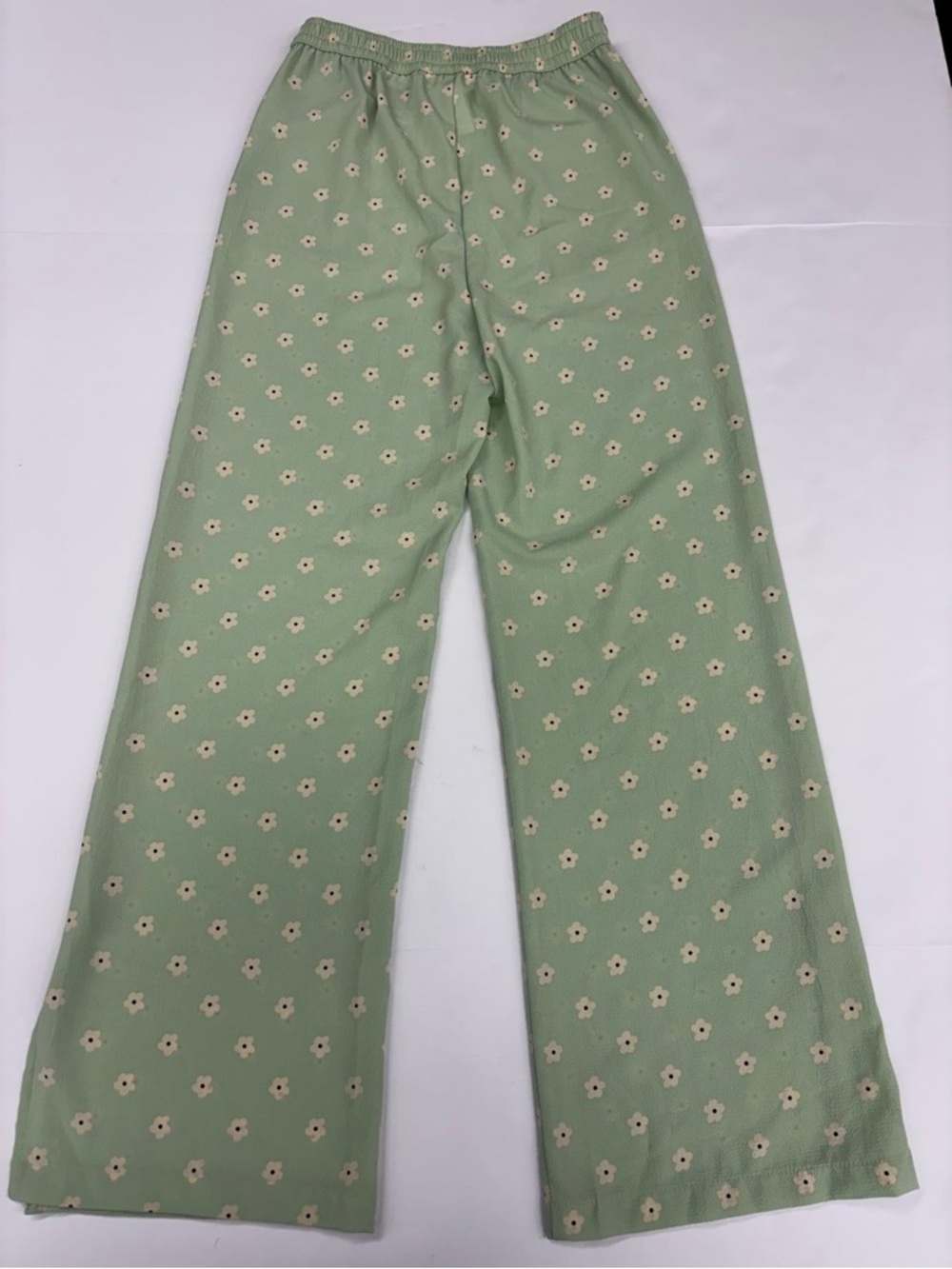 H&M Mint Green Floral Straight Pants